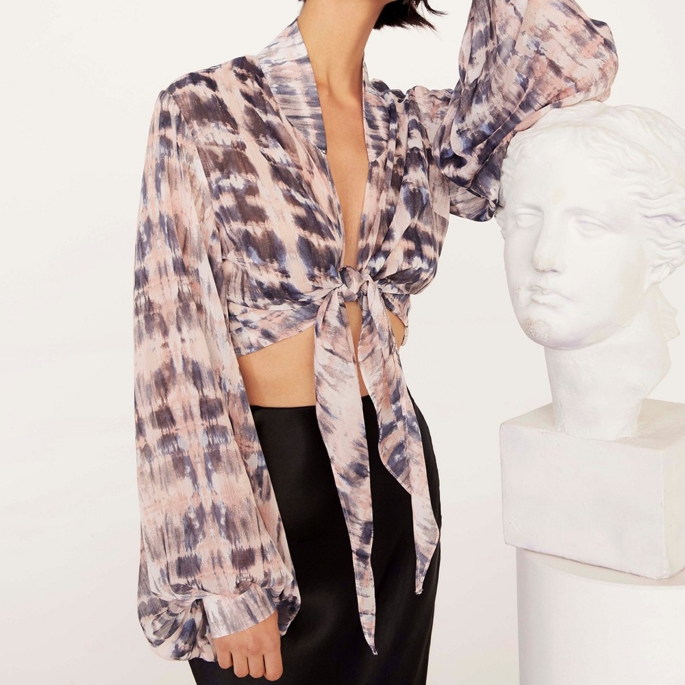 Emrata x Nasty Gal Tie Dye Blouse